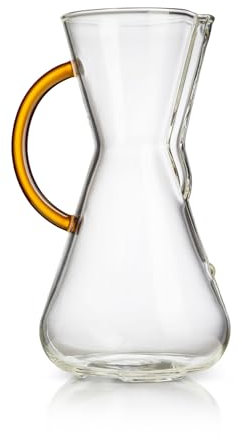 Chemex Caffettiera in Vetro Versato - Serie Manico in Vetro Colorato - Oro 3 Tazze - Confezione Esclusiva