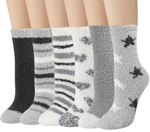 flintronic 6 Paia Calzini Donna Invernali, Antiscivolo Calzini Morbidi e Termici, Calzini Pelosi Morbide Soffici, Calzini Spessi per Pavimento in Pile Corallo per Pantofole, Letto, Casa, Dormire