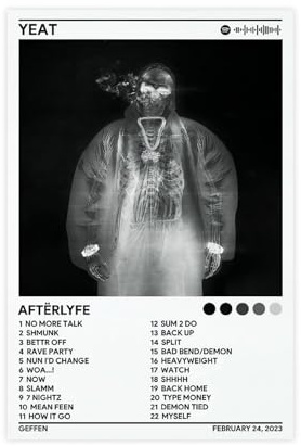 Robnik Yeat Poster AftërLyfe Leinwanddruck Album Cover Moderne Wandkunst für Wohnzimmer Schlafzimmer Deko Teenager Geschenke Ungerahmt 40x60cm