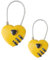 JUTSTJUKO 2 lucchetti con combinazione, per coppie, mini lucchetti portatili e durevoli a forma di cuore, per armadietti, zaini, zaini, portagioie (giallo)