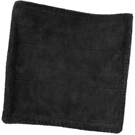 KULT Premium Auto Trockentuch S 40x40 cm mit 1700 GSM - saugstarkes Mikrofaser Trockentuch für Lack, Scheiben, Spiegel & Türfalze - fusselfrei, kratzerfrei, weiche Fasern, mit Tasche - Schwarz