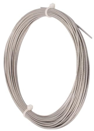 QUARKZMAN 10M Cavo in Acciaio Rivestito Plastica x Appendere Decorazioni, Tono Argento, Dia. 1mm