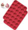 BASVII 2 Stück Mini Muffinform Silikon - Silikon Muffinförmchen BPA Frei, Antihaftbeschichtet, Leicht zu Reinigen, Spülmaschinenfest - Muffinblech 24er für Cupcakes, Brownies (Rot)