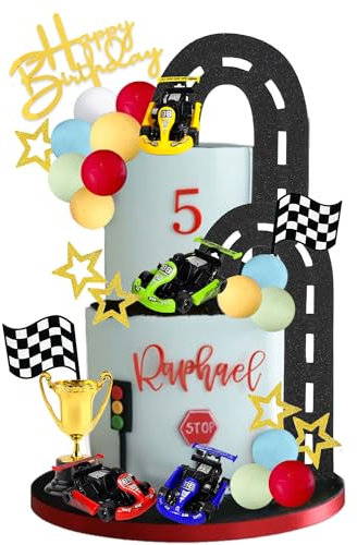DRWATE 28 PCS Racing Car Cake Toppers Car Truck Cake Decorations for Boys Men Birthday Party Racing Theme Party Favor Supplies (01)