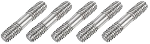 uxcell 5Pcs M6x25mm 304 Stainless Steel Double End Threaded Stud Screw Bolt for House Maintenance