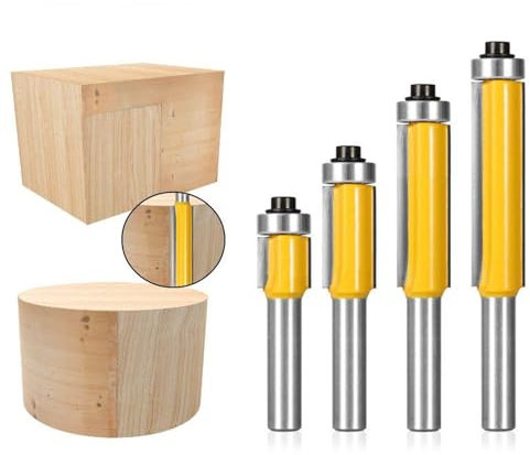 Bündigfräser 4 Stück Bündigfräser 8mm Bündigfräser Kugellager Oben Bündigfräser Für Den Holzzuschnitt Bündigfräser Mit Anlaufring Oben Holzfräser Holzbearbeitungsschneidwerkzeuge