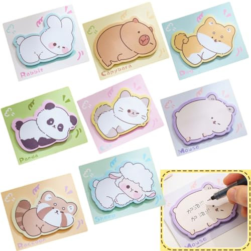 Azttior 350 Niedliche Cartoon-Tier Haftnotizen, Selbstklebende Klebezettel, Mini Sticky Notes für Büro und Schule Kleine Geschenke, Mitgebsel, Schüler, Geburtstag -Lustige Post-its,Pastell Notizzettel