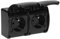 Miratic Enchufe Doble Pared - Enchufe de Superficie 2x2P+T Enchufe Doble Superficie IP44 - Enchufe tipo E (Negro)