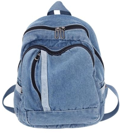 AJTUTUS Sac à dos portable en jean bleu pour femme et fille