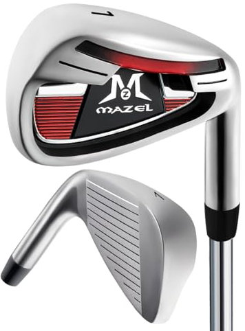 MAZEL WM-X3 Golf Single Iron Club 1,2,3, 4,5,6,7,8,9, P, S,Premium Stainless Steel Shaft, CNC Milled Face for More Spin (Red, Single 1 Iron)