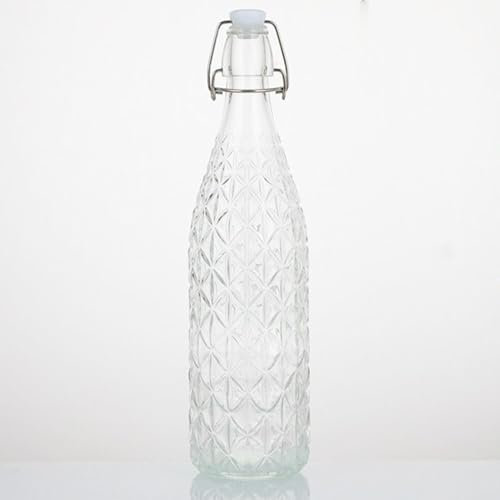 Danmu Art 6-Pack Glass Bottles with Swing Top - Airtight Preserve Bottles for Home Brewing, Oil, Vinegar, Beer, Wine, Cider, Soda (Diaper)