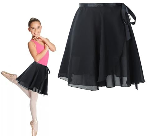 XPEX Body Danza Classica Donna con Gonnellino da Balletto in Chiffon - Gonna da Ballo con Lacci in Vita Regolabili per Ginnastica