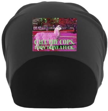 Atspauda Lama Call The Cops. I Don't Give A FCK Unisex Thin Cotton Slouch Beanie Schwarz, Schwarz , Einheitsgröße
