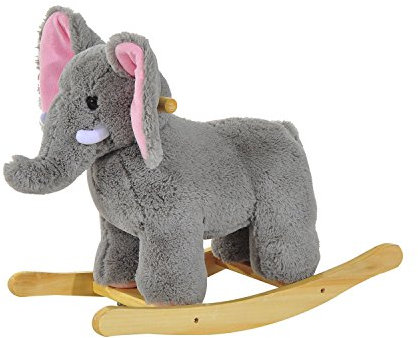 HOMCOM - Elefante para niños (18 meses, con música y asas, carga 60 kg, 61 x 23 x 43 cm), color gris