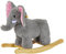 HOMCOM Schaukelelefant für Kinder Schaukelpferd Schaukelspielzeug Baby 18+ Monate mit Musik und Griffen, Belastung 60 kg, 61 x 23 x 43 cm Grau