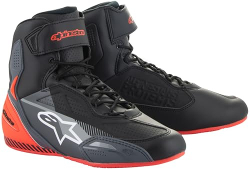 Alpinestars Faster 3 2024 perforierte Motorrad Schuhe, schwarz/grau/rot, 7 (39)
