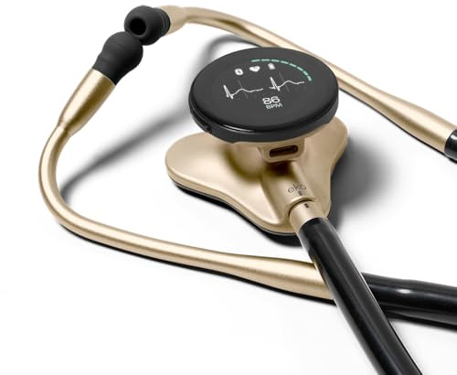 Eko CORE 500™ Digital Stethoscope — 40x Amplification, Active Noise Cancellation, 3-Lead ECG, FDA-Cleared AI with Eko+, Full-Color Display, Reimbursement Eligible — Champagne, COR503-CHP