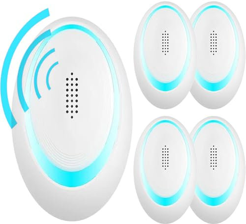 4 Pack Repellente Ultrasuoni,Ultrasuoni per Zanzare Repellente Ultrasuoni Antizanzare Ultrasuoni Dissuasore per Topi, Repellenti a Ultrasuoni per Scarafaggi, Ragni,Mosche