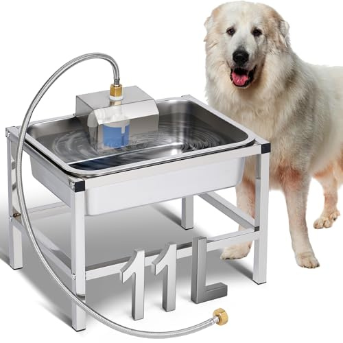 3Gal Automatic Dog Water Bowl Dispenser Large Breed Elevated Outdoor Large Dog Water Bowl with Stand Raised Stainless Auto Fill Waterer with Float Valve for Big Dogs Pets Cats Chicken Livestock