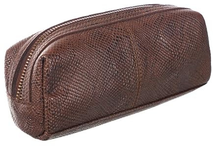 IMPERIAL STUDIOS Leather Toiletry Bag | Small Travel Pouch for Men & Women | Zippered Vintage Organizer | Multipurpose Case for Pens, Grooming, Makeup, Cables, or Fountain Pen Holder