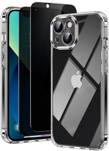 Aekyiwot 3 in 1 Hülle Kompatibel mit iPhone 14/iPhone 13 mit 2 Stück Sichtschutz Schutzfolie, [Kameraschutz] Kratzfest Stoßfest Handyhülle, Nie Vergilbung Hard PC+TPU Schutzhülle 6.1 Zoll Durchsichtig