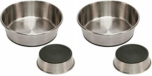 Kerbl Hundenapf Edelstahl, Hundefressnapf Wassernapf, rutschfest, 2800 ml (Packung mit 2)