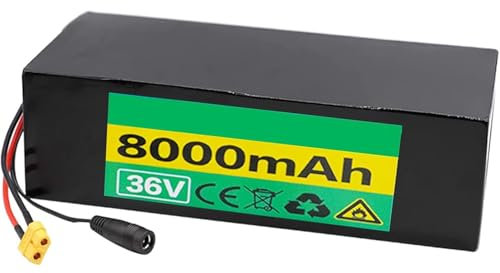 Caimcie Pacco Batteria al Litio da 6 V 8 Ah Pacco Batteria da 36 Volt 8000 mAh Applicazione con Motori Entro 750 Watt T