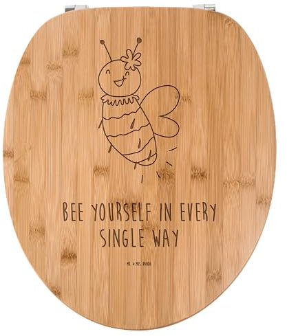 Mr. & Mrs. Panda WC Sitz Biene Blume - Geschenk, Toilettensitz, Deckel, Modern, Brille, Mit Absenkautomatik, Toilettendeckel