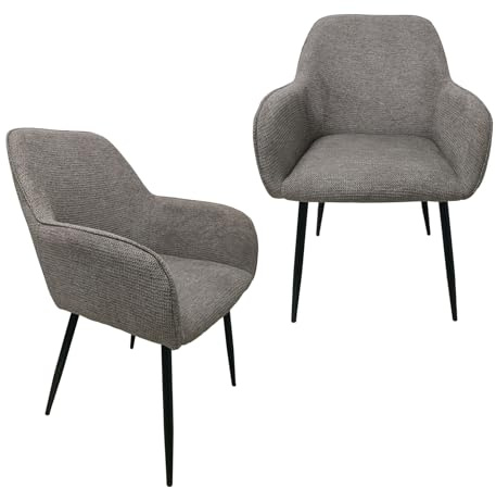 HTI living Stuhl Albany Waffle Hellbraun 2er-Set Esszimmerstuhl Armlehnenstuhl Polsterstuhl