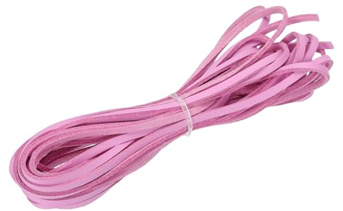 PATIKIL Cordino Cuoio, 3 mm x 5.5 Iarde Stringa in Pelle Finta, Cordone Piatto Vellutata Cordoncino per Collane Creazione Di Gioielli Braccialetti DIY Artigianato Acchiappasogni, Rosa