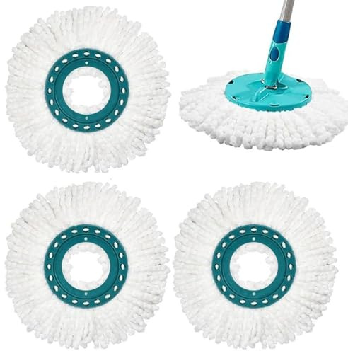 Pack of 3 Replacement Heads Compatible with Leifheit Clean Twist Disc Mop Systèmes, Mop Head Replacement Microfibre, Mop Floor Mop Replacement Parts, Very Absorbent, for Sensitive Floors, Hard Floors