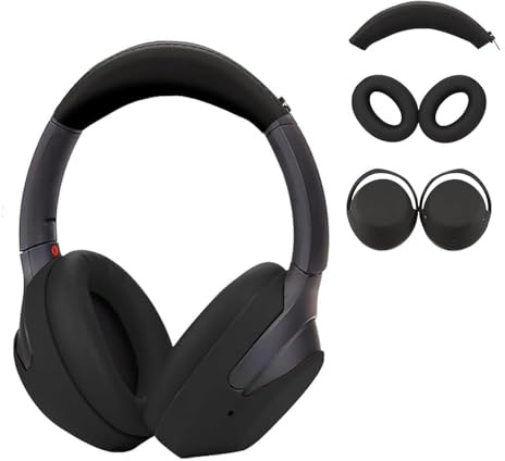 Adhiper 3-in-1 Silikon-Schutzhülle Case für Sony WH-1000XM4 Kopfhörer, XM4 Zubehör: Silikon-Ohrpolsterabdeckungen, Kopfbandabdeckung und Schalenschutz – Waschbar und Schweißresistent