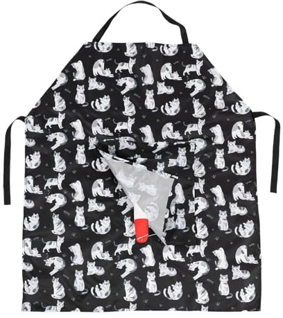 Katzenmuster Kochschürze Lustig mit Verstecktem Penis, Prank Apron mit Versteckter Überraschung, Witzige Schürze Herren, Kostüm Geschenke, Wasserdichte Schürzen für Köche, Grillfreunde, Backen, Partys