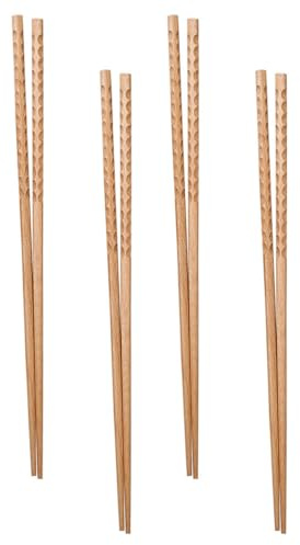 FOMIYES Baguettes Bois Longues 4 Paires pour Hot Pot et Nouilles Tête Arrondie Ustensiles la Cuisine Bois