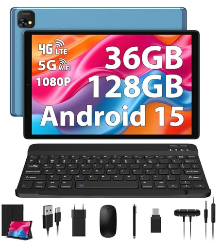 SOLVYXEN Tablet 10 pollici 4G lte e WiFi, Android 15.0 Octa-Core 2.0GHz, 36GB RAM, 128GB ROM (1TB Espandibile), 1920 * 1200FHD, 13MP+8MP, Tablet con Tastiera etc, GPS/Bluetooth(Blu)