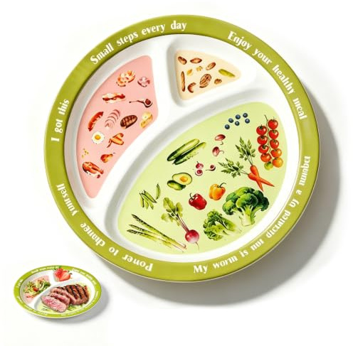 8inches Portion Control Plate for Balanced Eating -Healthy Nutrition Plate | Melamine Dividers, Perfect for Balanced Eating and Diet Management, Balanced Eating Weight Loss
