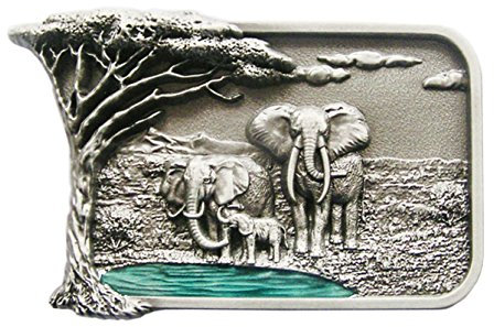Schnalle123 Gürtelschnalle Elefant Afrika Tier 3D Optik für Wechselgürtel Gürtel Schnalle Buckle Modell 250