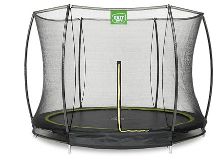 EXIT Toys Silhouette Bodentrampolin - ø244cm - Kompaktes Rundes Inground Gartentrampolin Outdoor für Kinder - Mit Sicherheitsnetz und Fußschutzsystem - Sicherer Einstieg - Gute Sprungkraft - Schwarz