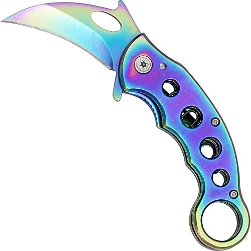 Haller Unisex – Erwachsene Karambit Rainbow Coating Messer, Mehrfarbig, one Size