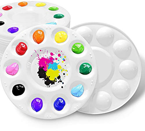 Hulameda 28 Pcs Paint Tray Palettes Plastic for Kids to Put Cupcake and Art Painting