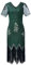 JaosWish Gatsby 1920s Flapper Dress Women Vintage Sequin Fringe Beaded Art Deco Fancy Dress with Sleeve for Party Prom, Green,Dark Green, XL
