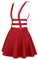 EXCHIC Donna A-Line Mini-Gonna Gonna a Pieghe Senza Spalline (S, Rosso)