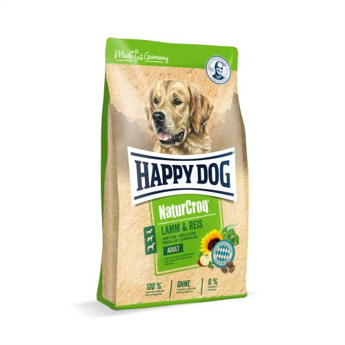 Happy Dog 60529 – NaturCroq Lamm & Reis – Trockenfutter mit heimischen Kräutern für ausgewachsene Hunde – 1 kg Inhalt