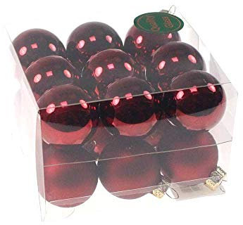 18 Christbaumkugeln Glas Weihnachtskugel Kugel 30mm 3cm Baumschmuck Weihnachten, Farbe:dunkelrot Glanz/matt