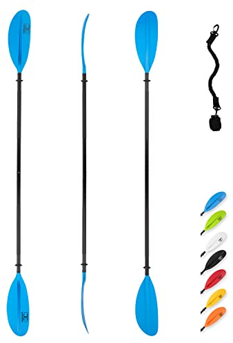 OCEANBROAD Kayak Paddle 90.5in/230cm Alloy Shaft Kayaking Boating Canoeing Oar with Paddle Leash 1 Paddle, Blue