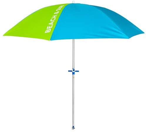 Pincho Sombrilla Playa 180 cm, Proteccion UV50+, Sistema, tubo acero 22/25 mm, Varillas Acero 3mm, Inclinable, Plegable, incluye Bolsa Transporte, ideal Playa Jardin Camping