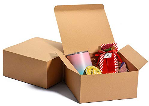 Switory 12pc Present Boxes with Lids, 20x20x10cm, Kraft Paper Gift Boxes for Crafting, Cupcake, Cardboard Bridesmaid Proposal Box,Brown Wedding Favor, Gift Ornaments, Easy Assemble Boxes