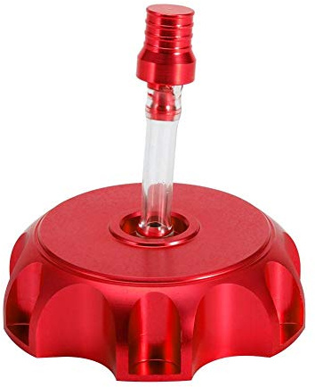 Motorrad Tankdeckel, Aluminium Kraftstofftankdeckel mit Entlüftungsschlauch für die Öffnung des Kraftstofftanks mit einem Durchmesser von 51-54 mm(rot)
