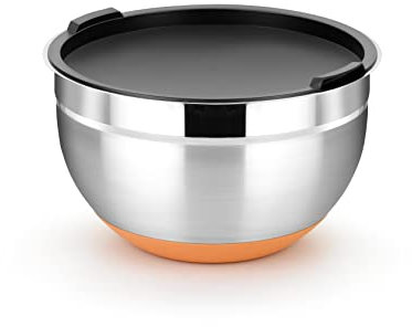 BRA Efficient Bol de Acero Inoxidable 20 cm, 3.2 litros, 18/10, Negro Y Naranja