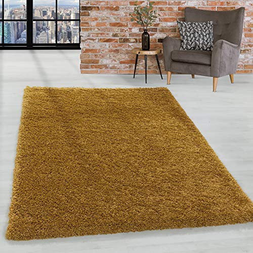 HomebyHome Shaggy Teppich 300x400 cm XXL für Wohnzimmer - Shaggy Teppich Hochflor Goldfarbe Extra Weich und Flauschig - Langflor Groß Teppiche für Schlafzimmer, Esszimmer, Küche, Flur - Carpet, Halı